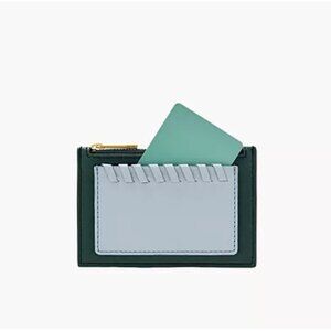 Fossil Shelby Zip Coin Green Leather Card Holder